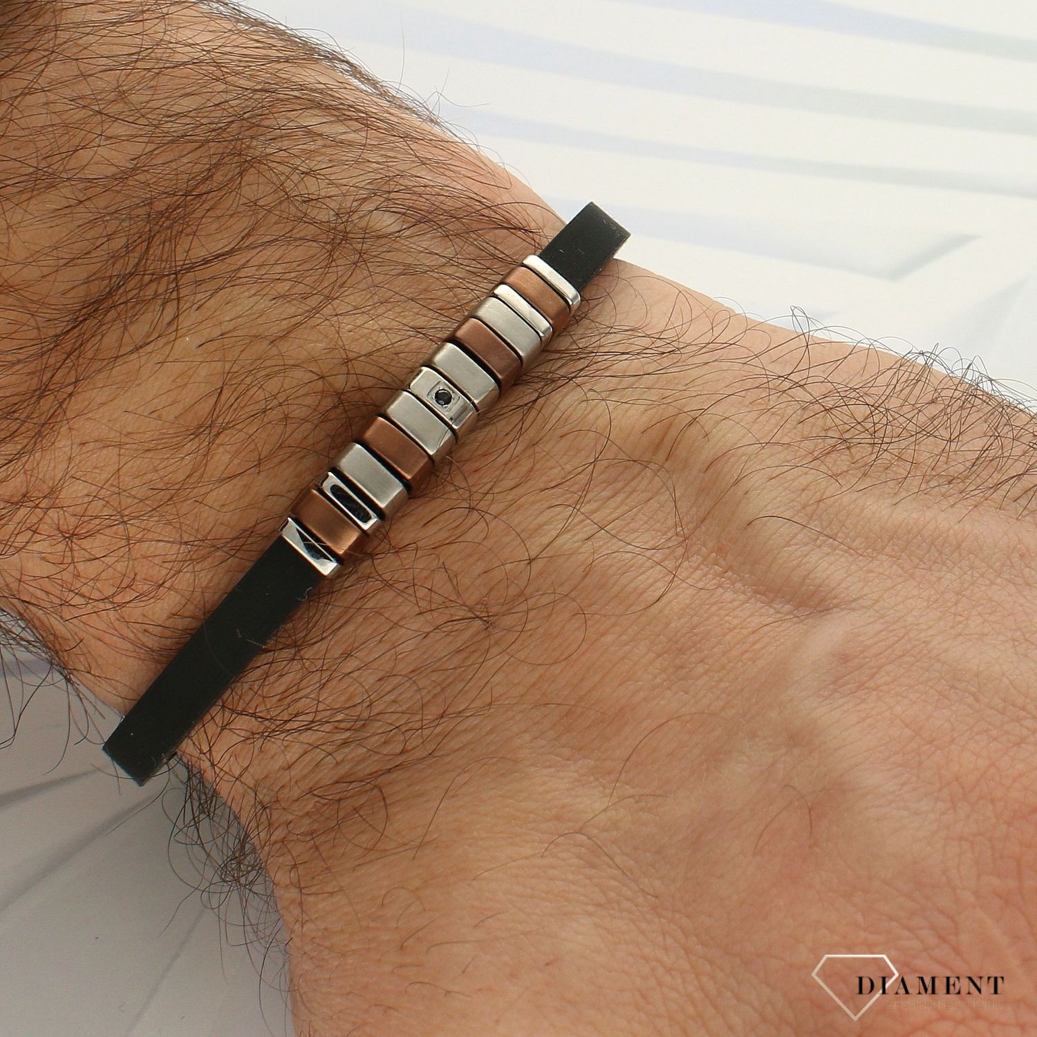 Bransoletka męska Nomination kauczuk z dodatkiem brązu 028805 028 ✓Biżuteria męska w Sklepie z Biżuterią zegarki-diament.pl✓ Piękne i Eleganckie Bransoletki dla chłopaka.jpg